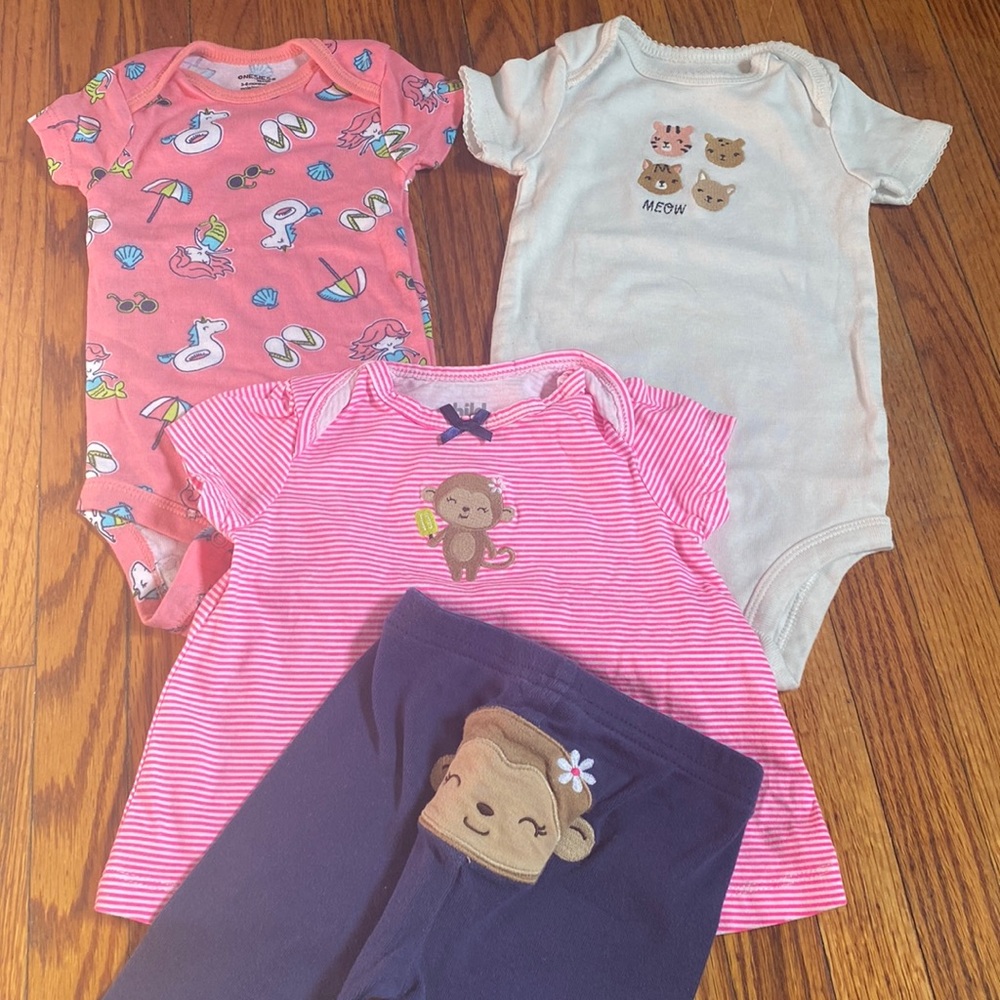 CARTERS. Bundle of 3 baby girl outfits.